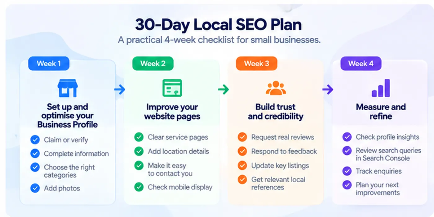 Four-week local SEO plan for improving business visibility